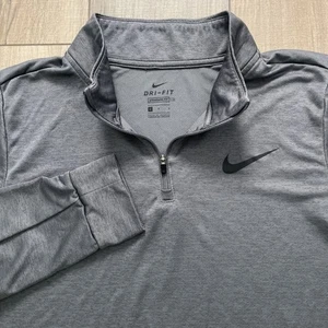 Nike Running Dri Fit 1/4 Zip Pullover Men's L Gray Long Sleeve Mock Neck - Picture 1 of 11