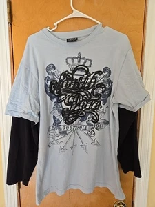 VINTAGE Southpole Herren Shirt XL blau Y2K Raglan Langarmshirt - Bild 1 von 6