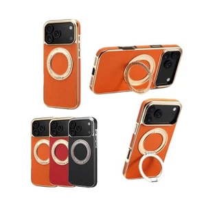 Funda de cuero para teléfono + soporte de metal galvanizado para iPhone 17 Pro / Pro Max * - Imagen 1 de 16