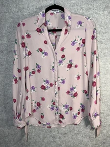 Express Portofino Slim Fit Shirt Womens Size S Pink Floral Long Sleeve Blouse - Picture 1 of 8