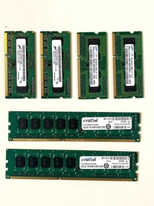 6x DDR4 DDR3 PC3 Mixed speeds Samsung & Crucial & Micron RAM Memory Job lot - Picture 1 of 5