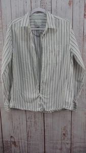 AMERICAN EAGLE Men's White & Blue Striped Long Sleeve Button Up Shirt  Size M - Picture 1 of 11