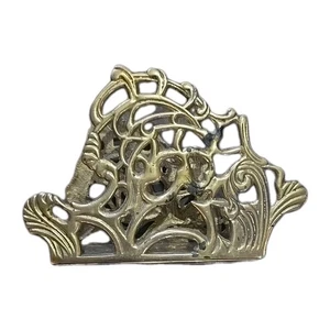 Vintage Heavy Brass Letter, Mail, Napkin Holder Art Nouveau Ornate Art - Picture 1 of 5