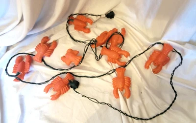 Vtg Lobster Light Set of 10 Lobster Blow Mold String Light Nautical Lights - Image 1 of 4