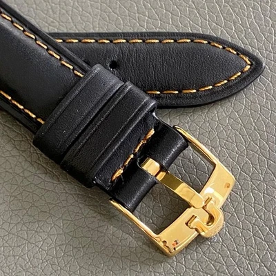 GOOD QUALITY Smooth Black 18mm Genuine Leather Strap + GOLD Buckle For Omega - Image 1 of 4