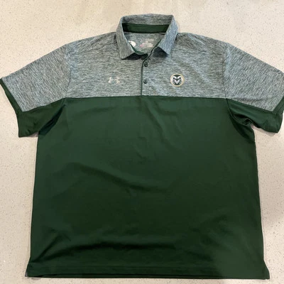 Colorado State Rams Under Armour Polo Men's XXL Green Heat Gear - Image 1 of 4
