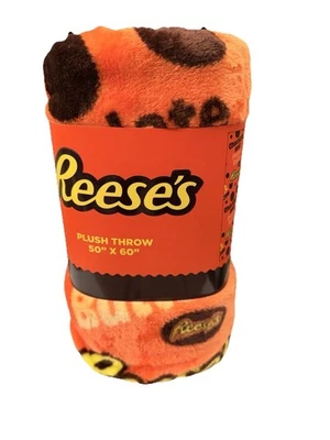 Nueva manta de felpa Hershey Reese's 50" x 60" mantequilla de chocolate y maní Foto 1 de 2