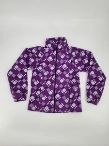 Columbia Youth Girls Large 10-12 Purple Geometric Full Zip Fleece Jacket - Picture 1 of 10