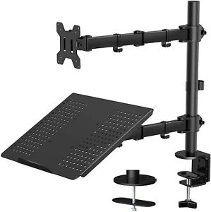 Laptop Mount with Keyboard Tray Adjustable Monitor Desk Stand up to 15.6”