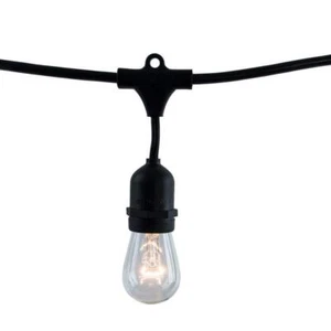 Bulbrite String Light 30' Plug-in S14 Black w/ Clear Light Bulbs 12 Socket(2-Pk) - Picture 1 of 6