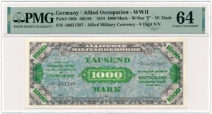 Deutschland, Alliierte Besetzung - 1000 Mark 1944 * P198b * PMG Wahl UNC 64 - Bild 1 von 2