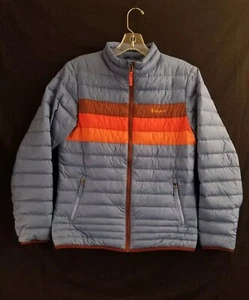 Cotopaxi Fuego Down Jacket Kids XL Blue Striped Puffer Coat Full Zip Or Womens S - Picture 1 of 14