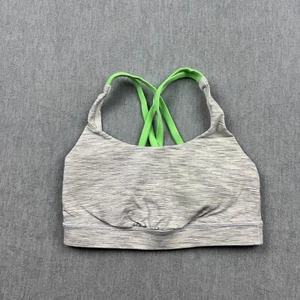 Lululemon Sport Bra Women 4 Gray Energy Strappy Crisscross Padded Stretch Yoga - Picture 1 of 12