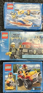 3 Lego City Sealed Sets 4427 Fire ATV, 60011 Surfer Rescue, 7241 Fire Car Lot - Picture 1 of 2
