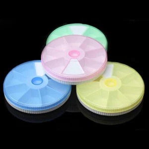 7 Day Plastic Round Weekly Medicine Organizer Pill·Box Holder T4A3 Case V8H1 - Picture 1 of 9