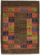 Vintage Style Tribal Brown Border 3'4X4'8 Gabbeh Oriental Rug Plush Kids Carpet