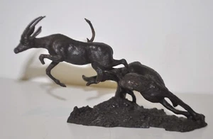 Gazzella da caccia al ghepardo Gorham 1994 - Scultura in bronzo edizione limitata 12" x 7" - Foto 1 di 6