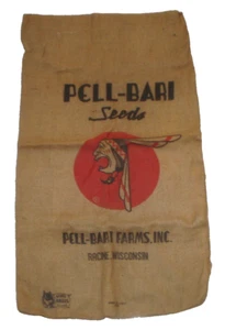 Vintage Pell-Bari Samen Jutesack / Beutel Racine, Wisconsin - Schönheit!! - Bild 1 von 5
