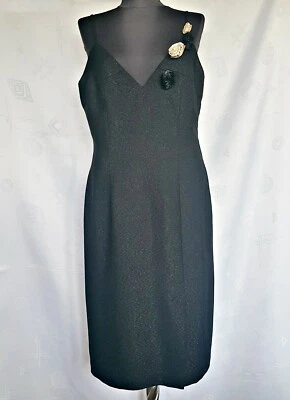 VESTIDO DE MUJER VINTAGE AUTÉNTICO BIRGER ET MIKKELSEN NOCHE NEGRO SÓLIDO: US12/EU40 Foto 1 de 4