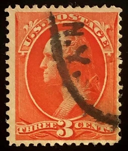 US 1887 #214 Vermilion 3c Washington N.Y. Cancel CV $50 Used - Picture 1 of 3