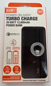 ITEK Turbo Charge 20 Watt 12,000mah Power Bank (For use with Apple and Android) - Picture 1 of 3