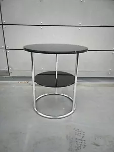 Bauhaus Side Table - Doughty & Sons - c1935 -40s - Tubular Chrome Black Glass - Picture 1 of 14