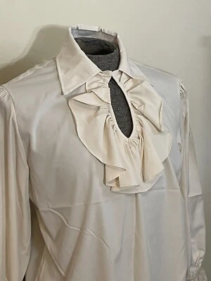 全新涤纶奶油色蓬松哥特式蒸汽朋克浪漫蕾丝袖衬衫 — 第 1/4 张图片