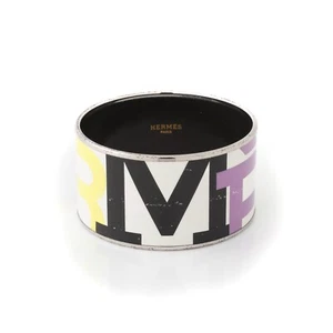 Hermes Multicolor Enamel Logo and Metal Capitales Extra Wide Bangle 70 - Picture 1 of 3