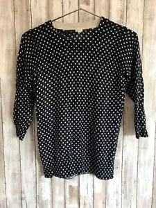 J.Crew Charley Pullover Merinowolle gepunktet dunkelblau weiß S Small - Bild 1 von 5