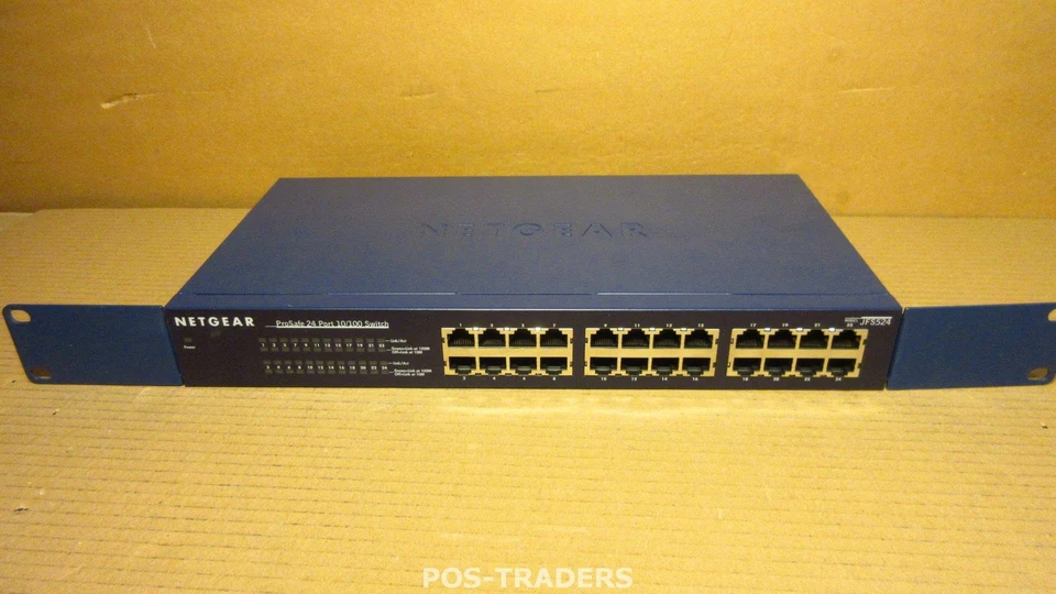 NETGEAR ProSafe JFS524 24 Port Unmanaged Switch 10/100 Mbps INCL 19" RACK MOUNTS - Image 1 of 2