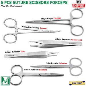SUTURE SCISSORS FORCEPS HEMOSTATS NEEDLE HOLDERS SURGICAL INSTRUMENTS - Picture 1 of 8