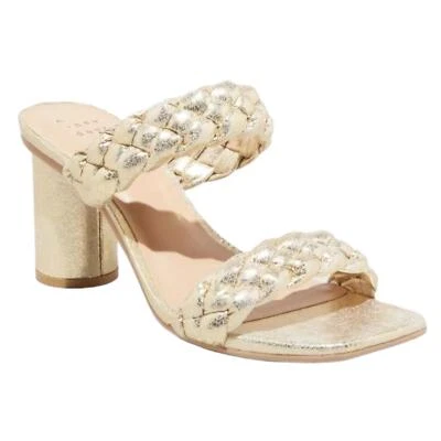 Sandalias de tacón de mula doradas metálicas para mujer talla 6,5 8 9 Foto 1 de 4