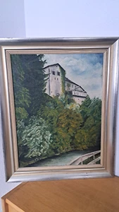 Wandbild Landschaft Ölgemälde handgemalt Leinwand mit Rahmen 57 x 46 v. K. Bauer - Bild 1 von 5
