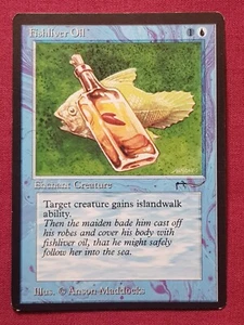 Magic The Gathering ARABIAN NIGHTS FISHLIVER OIL DARK blue card MTG - Imagen 1 de 2