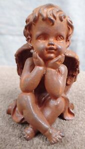 Small Vintage Cast Iron Cherub Statue   Ornament - Angel, Memorial etc