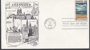 USA 2 FIRST DAY COVERS 1968 150th ANNIV OF ILLINOIS STATEHOOD FARM WITH CACHETS - Picture 1 of 2
