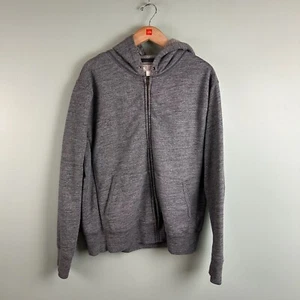 J Crew Wallace And Barnes Full Zip Thermal Lined Hoodie Sweatshirt L Grey Waffle - Picture 1 of 10