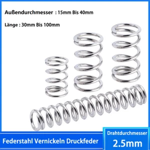 Vernickeln Druckfeder Spiralfeder Rückstellfedern Metallfedern Draht 2.5mm - Picture 1 of 7