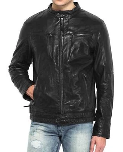 Chaqueta de cuero negra para motocicleta para hombre Motociclista Moda Punk Chaqueta para regalos noches - Imagen 1 de 4