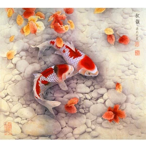 Wooden Jigsaw Puzzles 500 PCS Auspicious Carps Cyprinoids Chinese Painting Decor - Picture 1 of 10