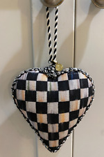 MacKenzie Childs Courtly Check 5" Heart Ornament Fabric 2-sided NEW!!!