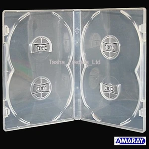 5 x 4 Way Clear Mini Megapack DVD 22mm [4 Discs] Empty Replacement Amaray Case - Afbeelding 1 van 24