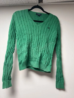 Suéter Chaps Kelly Verde Tejido con Cable Talla Pequeña Academia Foto 1 de 4