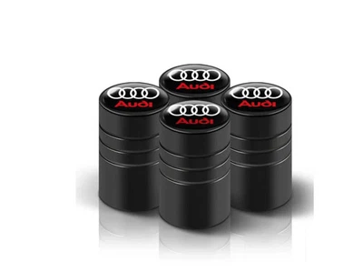 SET Black 4Pcs Cylindrical Wheel Tire Air Valve Stem Cover Caps Audi NEW - Image 1 of 3