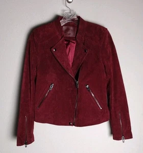 Chaqueta de moto de cuero gamuza borgoña Blank NYC para mujer talla pequeña - Imagen 1 de 3