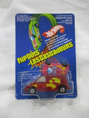 Hot Wheels 1985 Flipouts Capsider Dark Red Sealed In Short European Card - Image 1 of 4
