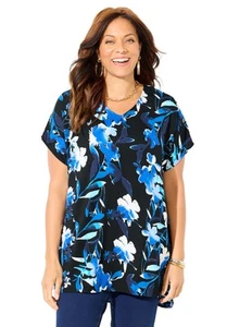 Catherines Women's Plus Size Dolman Sleeve Georgette Top - Picture 1 of 23