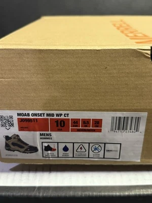 New Merrell Moab Onset Mid Waterproof Composite Toe Mens Brown sz 10 Work Boots - Image 1 of 4