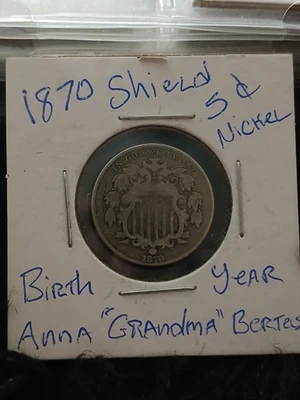 1870 Shield Nickel XF Semi Key - Image 1 of 2