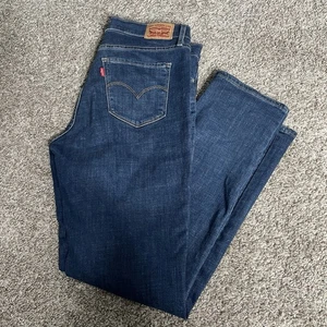 Levi’s 314 Shaping Straight para mujer 31X32 (34x32) elástico lavado medio azul usado en excelente estado - Imagen 1 de 14